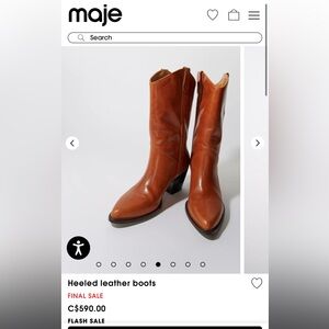 Maje Brown Leather Heeled Boots